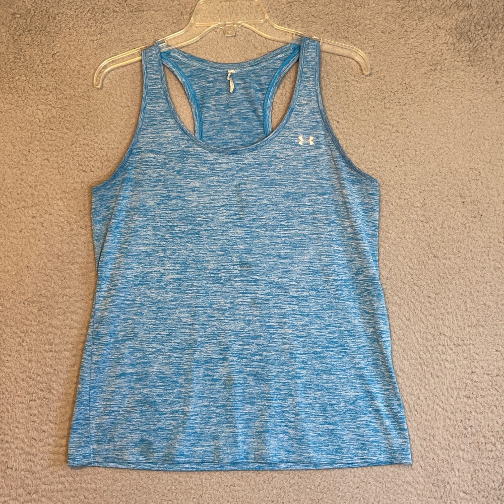 Under Armour HeatGear Tank Top Medium Racerback Sleeveless Athletic Blue
